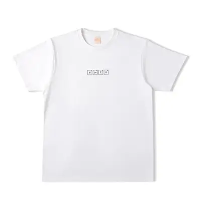 Men White Cotton Letter T-Shirt Youth Summer