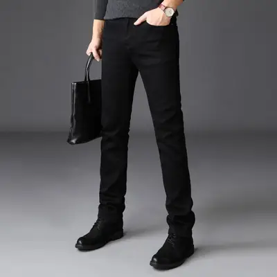 Men's Straight Fit Slim Jeans Blue Winter Style