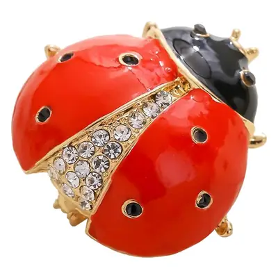 Japanese Ladybug Brooch with Red Inkstone Pin