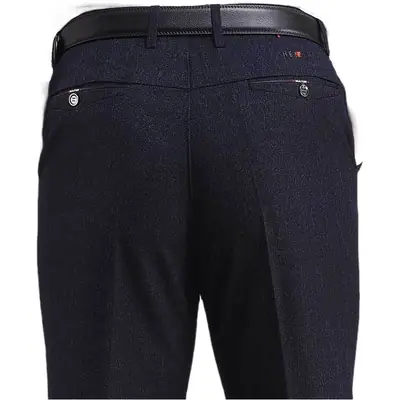 Thick Dark Blue Middle-aged Men's Pants