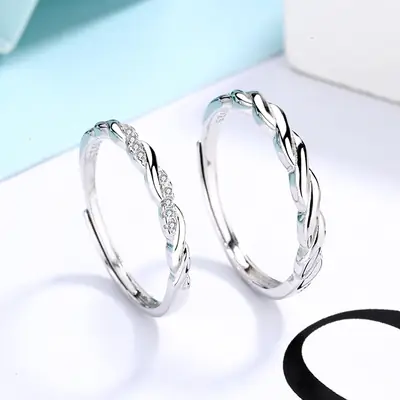 S925 Sterling Silver Couple's Ring Korean Style Open Hand Ring