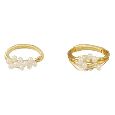 Golden Pearl Winding Ring for Women