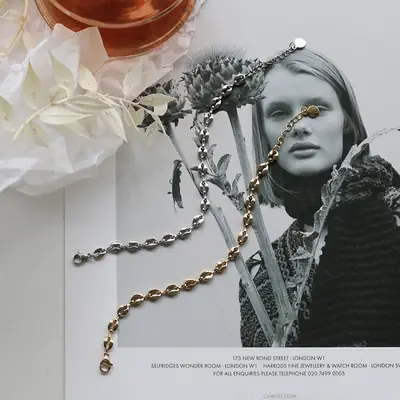 French Ins Style Oval Nose Bracelet Gold Plated Titanium Steel