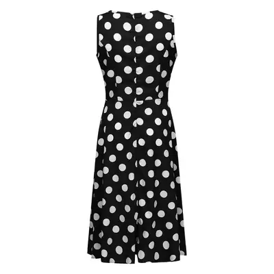 Women's Navy Polka Dot High Waist Summer Dress