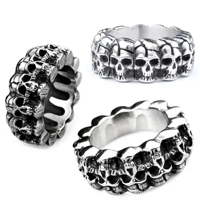 Vintage Skull Titanium Steel Men's Ring
