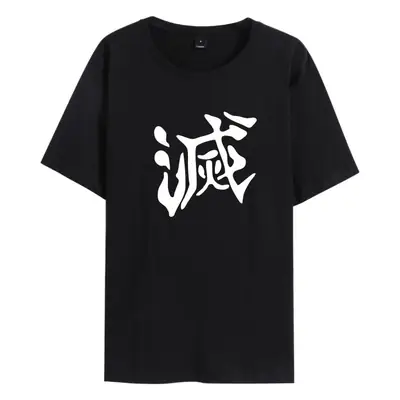 Men Black Graphic T-Shirt with Anime Design