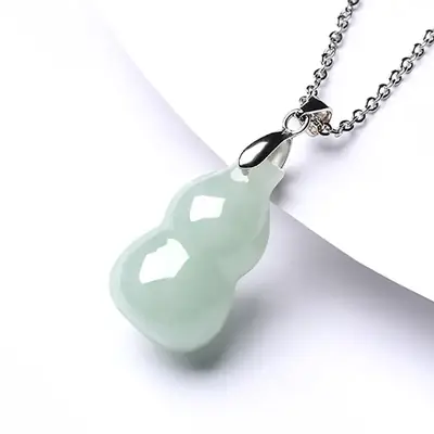 Natural Burma Jade Gourd Pendant Necklace Ice Green