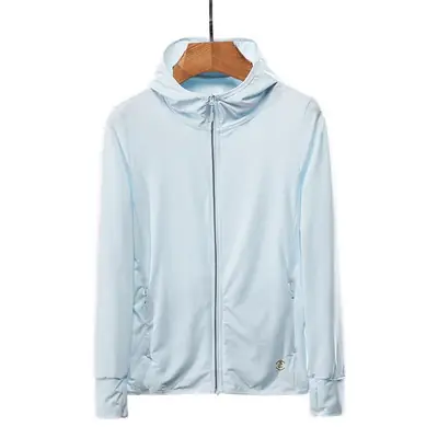 Men's Light Blue Full Zip Hoodie Sun Protection Coat