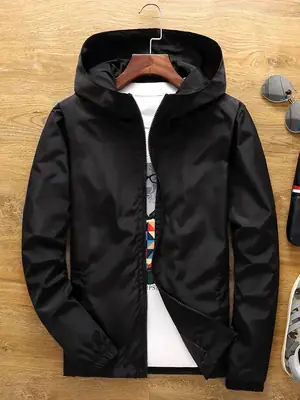 Men's White Hooded Jacket with Logo Print