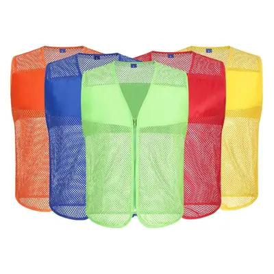 Breathable Mesh Vest Red Logo Printed Volunteers