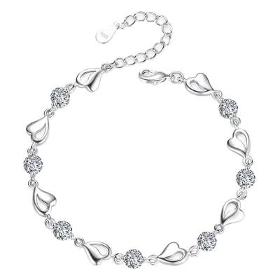 Wei Hua Blue Heart Silver Plated Bracelet for Women