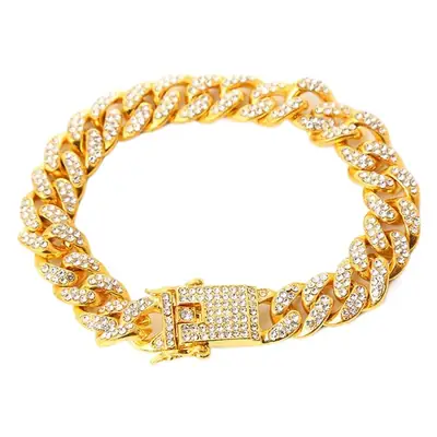 Full Diamond Cuban Chain Necklace Gold Silver Set