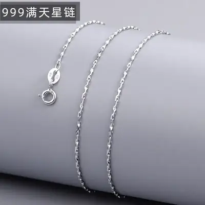 Necklace Pure Silver S999 Baby's Breath Chain Necklace Accessories Women's Pendant Chain Clavicle Accessories Bare Chain Necklace Women's Non-Fading