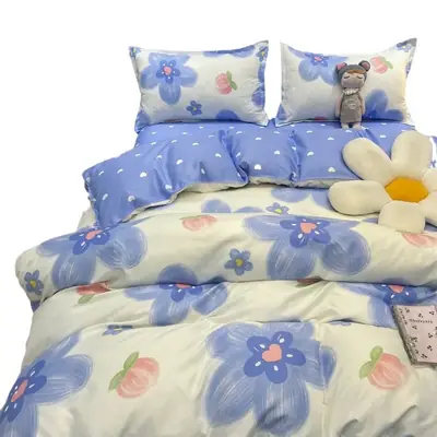 Aloe Vera Cotton Four-Piece Bedding Set Light Blue