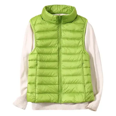 Women's Red Stand Collar Puffer Vest Light Down Liner