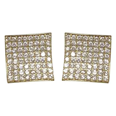 Full Diamond Square S925 Silver Needle Zircon Earrings