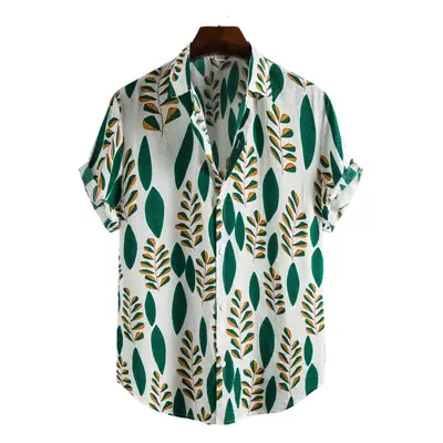 Men's 2020CS Printed Short Sleeve Shirt Blue Red Patchwork