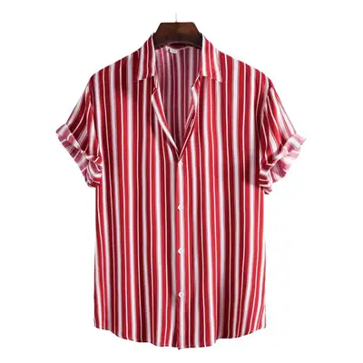 Men's Striped Short-Sleeved Shirt Black White