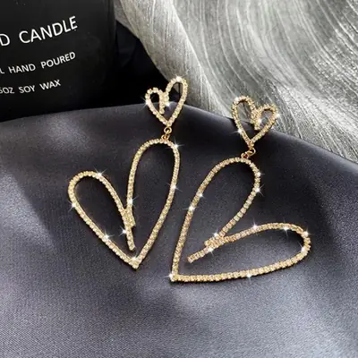 925 Silver Heart Earrings for Women Full Diamond Elegant Design