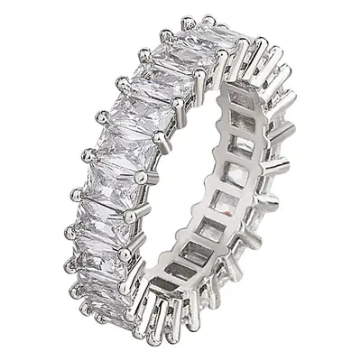 European Rectangular Zircon Ring with Square Diamond Design