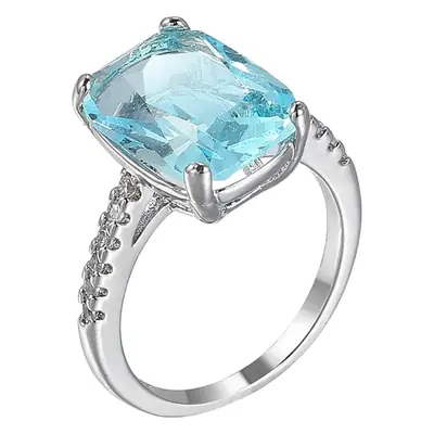 Blue Zircon Ring for Women Wedding Party Jewelry