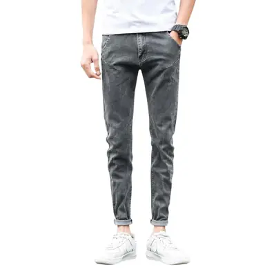 Men Slim Fit Skinny Jeans Winter Stretch Korean Style