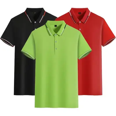 Red Polo Shirt with Logo Embroidery and Button Collar
