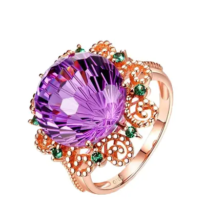 14K Rose Gold Amethyst Engagement Ring for Women