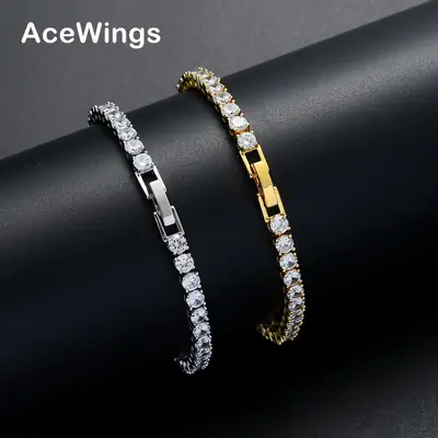 Copper Zircon Hip Hop Tennis Bracelet 3mm