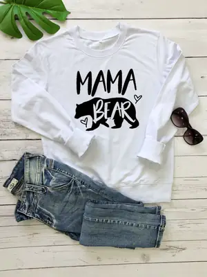Mama Bear Love Design White T-Shirt for Women