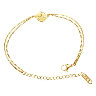 18K Gold Double Layer Happy Snake Chain Bracelet for Women