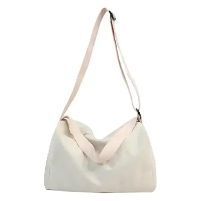 White Canvas Shoulder Bag for Girls Korean Style
