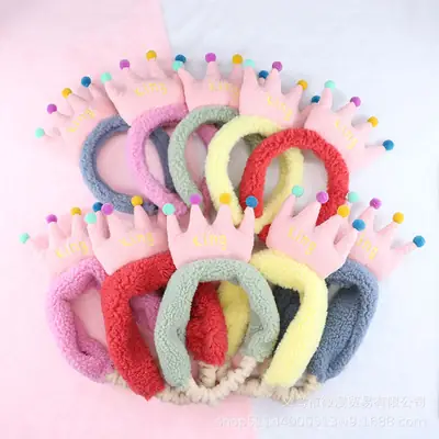 Pink Cartoon Crown Hair Band for Girls Women