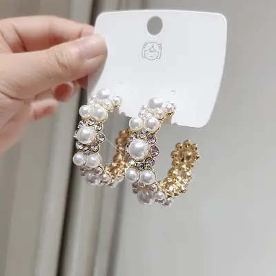 Luxury Pearl Hoop Earrings for Women
