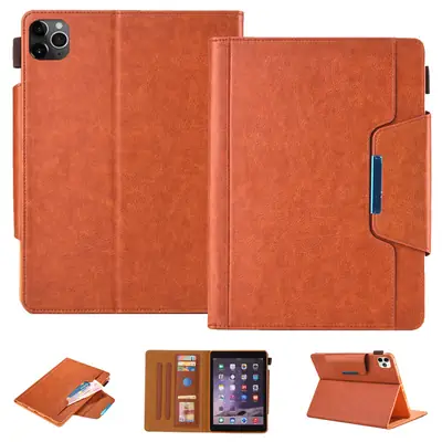 Orange Leather iPad 11" Tablet Case with Buckle Stand