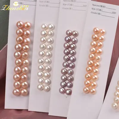 Wholesale Natural Freshwater Pearl Bun Beads Earrings