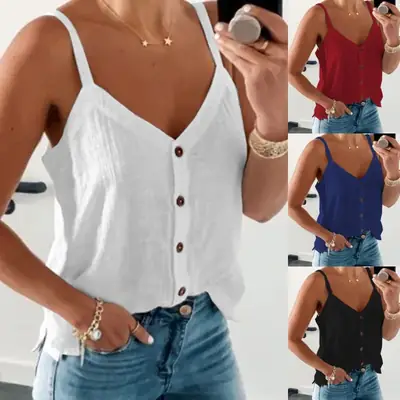 European V-Neck Sleeveless Vest Summer Camisole Top
