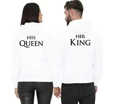 HIS QUEEN HER KING Back Print Hooded Vest Set