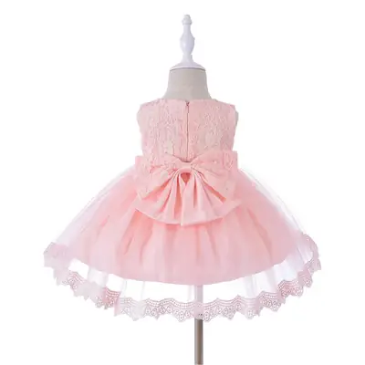 White Baby Wedding Dress with Lace Trim