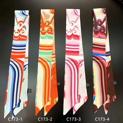 Women Silk Scarf with Rainbow Design for Women