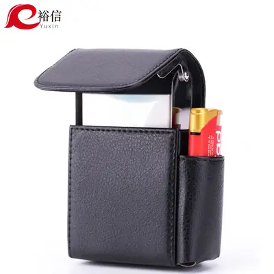 Black Croc Leather 20-Pack Lighter Box with Cigarette Bag