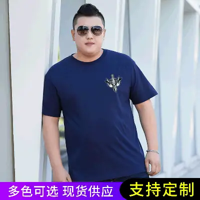 Men Cotton Printed T-Shirt Black Plus Size Loose Fit