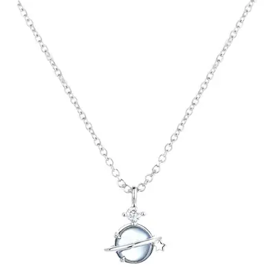 Cosmic Planet Clavicle Necklace for Women Blue Asteroid Light