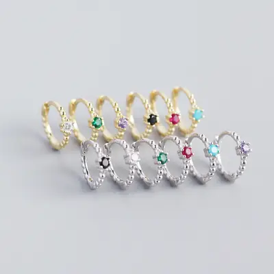 Sterling Silver Cross Beads Earrings with Diamonds