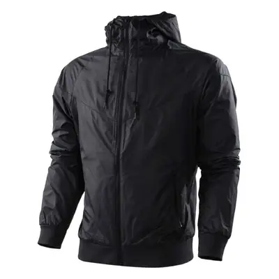 Men's Red Black Windproof Hooded Jacket with Zip Front
