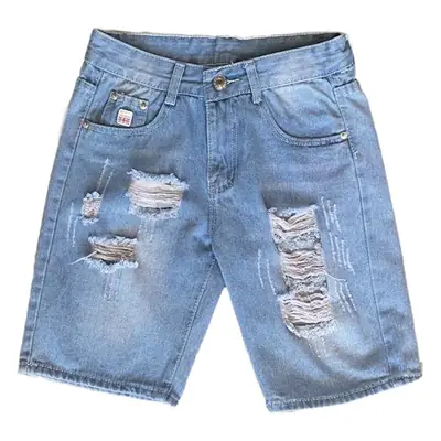 2022 Men's Ripped Denim Shorts SZ Studio Washed