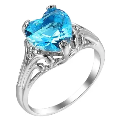 Sea Blue Zircon Ring for Women's Wedding Jewelry