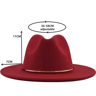 Women Woolen Cowboy Hat with Golden Ring Buckle