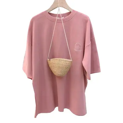 Pink Embroidered Loose Fit T-Shirt for Women 2025