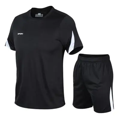 Men Black 2Pc Basketball Workout Shorts Set